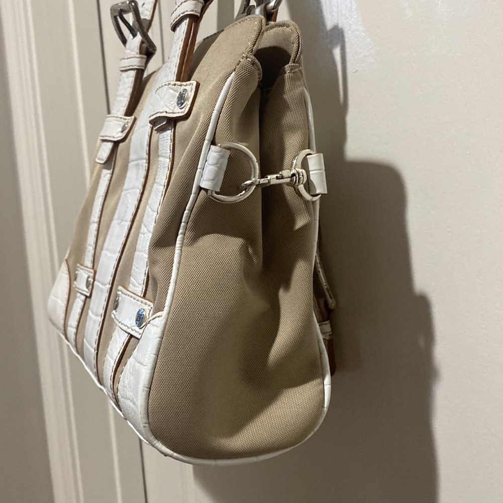 MICHAEL KORS Y2K White Croc Embossed Leather Canvas Shoulder Bag Wristlet NWOT - Picture 5 of 12